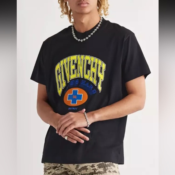 Givenchy Black Tee with Yellow and Blue Accents - Picture 1 of 15